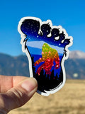 Colorado flag sticker, yeti sticker, Sasquatch sticker, Bigfoot sticker, big foot sticker, Bigfoot slap, big foot slap, yeti slap, squatch sticker, squatch slap, glitter sticker, glitter big foot sticker