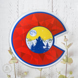 Colorado Flag sticker, CO flag sticker, full moon sticker, colorado sticker, wolf sticker, wolf silhouette sticker, mountain sticker, colorado mountain sticker, constellation sticker, fractal sticker