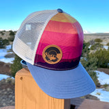 colorado flag hat, colorado flag trucker hat, mt blue sky hat, mount blue sky trucerk hat, mt. evans hat, mount evans trucker hat, contour lines hat, colorado mountains hat, colorado mountains trucker hat, idaho springs colorado hat, idaho springs colorado trucker hat, mountain hat, mountain trucker hat, mountain and river hat, mountain and river trucker hat, colorado sunrise hat, colorado sunset hat, colorado sunrise trucker hat, colorado sunset trucker hat