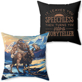 bigfoot riding moose pillow, yeti riding moose pillow, Sasquatch riding moose pillow, Squatch riding moose pillow, bigfoot pillow, yeti pillow, sasquatch pillow, squatch pillow, bigfoot peace sign pillow, yeti peace sign pillow, sasquatch peace sign pillow, squatch peace sign pillow, moose pillow, mountain pillow, mountain and river pillow, snowy mountain pillow, colorado pillow, bigfoot wearing sunglasses pillow, yeti wearing sunglasses pillow, funny bigfoot pillow, funny moose pillow