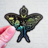 luna moth sticker, luna moth slap, luna moth decal, mushroom sticker, mushroom slap,  mushroom decal, luna moth bumper sticker, colorado sticker, colorado slap, colorado decal, crescent moon sticker, crescent moon slap, crescent moon decal, holographic luna moth sticker, holographic luna moth slap, holographic luna moth decal