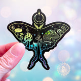luna moth sticker, luna moth slap, luna moth decal, mushroom sticker, mushroom slap, mushroom decal, luna moth bumper sticker, colorado sticker, colorado slap, colorado decal, crescent moon sticker, crescent moon slap, crescent moon decal, holographic luna moth sticker, holographic luna moth slap, holographic luna moth decal