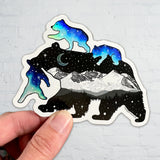 momma bear galaxy sticker, momma bear slap, momma bear decal, mother bear sticker, mother bear slap, mother bear decal, baby bear galaxy sticker, bear cub slap, bear cub decal, colorado mountains sticker, colorado mountains slap, colorado mountains decal, colorado sticker, colorado decal, galaxy sticker, constellation sticker
