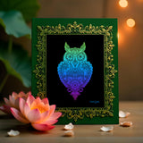Meet Miss Priscilla WizeAz.  This owl is a smart ass, wise ass, smarty pants.  Owl with henna art, owl with mandala art, hidden star art, owl silhouette drawing, owl lover, owl art, owl drawing, mandala drawing, mandala art
