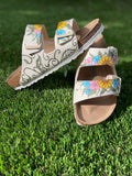 Custom Birkenstock shoes, custom shoes, custom sneakers, wearable art, floral shoes, flower shoes