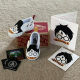 harry potter vans, gryffindor vans, toddler vans, custom toddler vans, custom harry potter vans, custom gryffindor vans, marauder map harry potter, custom toddler shoes, custom vans, custom sneaks, custom sneakers, custom shoes, custom vans shoes, custom slip-on vans, hand-painted vans, hand painted vans shoes, hand painted vans, hand painted shoes, custom painted vans