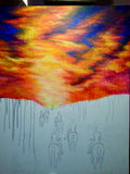 indian art, indian artwork, native american indian artwork, paint horses drawing, painted horses art, hunting party art, native american indian drawing, sunrise art, sunset art, warparty drawing, war party art, native american indian chief drawing, colorado artist, colorado art, colorado artwork
