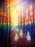 indian art, indian artwork, native american indian artwork, paint horses drawing, painted horses art, hunting party art, native american indian drawing, sunrise art, sunset art, warparty drawing, war party art, native american indian chief drawing, colorado artist, colorado art, colorado artwork