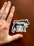 Moose with mountain range and crescent moon. Moose sticker, moose silhouette sticker, mountain sticker, colorado mountain sticker, crescent moon sticker, moose decal, moose car sticker, moose bumper sticker, galaxy moose sticker, moose baby sticker, moose twins sticker, momma moose sticker, mother moose sticker, moose galaxy sticker, colorado sticker, baby moose sticker