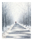 runner in snow painting, winter trail run art, snow covered forest runner, running wall art, athlete in snow illustration, snowy trail artwork, forest running print, inspirational running art, winter sports decor, magical winter run painting, snowy landscape runner art, cold weather training art, runner silhouette in snow, outdoor fitness wall decor, snowy forest scene with runner
