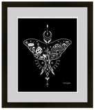 luna moth art, luna moth illustration, luna moth, mushroom art, mushroom illustration,  mushroom drawing, luna moth drawing, colorado art, colorado artwork, colorado illustration, crescent moon art, crescent moon illustration, crescent moon drawing, Feminine dotwork tattoo, fair isle dotwork tattoo, Scandinavian dot tattoo, simple dotwork tattoo, luna moth tattoo, mushroom tattoo