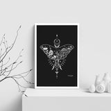 luna moth art, luna moth illustration, luna moth, mushroom art, mushroom illustration,  mushroom drawing, luna moth drawing, colorado art, colorado artwork, colorado illustration, crescent moon art, crescent moon illustration, crescent moon drawing, Feminine dotwork tattoo, fair isle dotwork tattoo, Scandinavian dot tattoo, simple dotwork tattoo, luna moth tattoo, mushroom tattoo