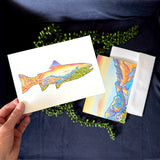 Rainbow Trout greeting card, Rainbow Trout card, Fall Colors greeting card, Fall Colors card, fall card, fall greeting card, autumn card, autumn greeting card, thanksgiving card, thanksgiving greeting card, Colorado mountain lake greeting card, Colorado mountain lake card, Bear Lake greeting card, Bear Lake card, Longs Peak Colorado Mountain greeting card, Longs Peak Colorado Mountain card, glacier gorge card, half mountain greeting card, Estes Park Colorado greeting card, Estes Park Colorado card