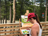 St. Mary's Glacier Colorado artwork, hikers artwork, snowshoeing art, backpackers artwork. Columbine drawing, columbine flower painting, idaho springs colorado art, colorado artist, colorado art, colorado artwork, st marys glacier painting, columbine painting, colorado mountain painting