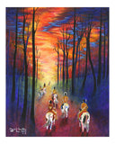 indian art, indian artwork, native american indian artwork, paint horses drawing, painted horses art, hunting party art, native american indian drawing, sunrise art, sunset art, warparty drawing, war party art, native american indian chief drawing, colorado artist, colorado art, colorado artwork, indigenous artwork