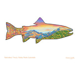 Rainbow Trout art, Rainbow Trout artwork, Fall Colors art, Fall Colors artwork, Colorado mountain lake art, Colorado mountain lake drawing, Bear Lake Art, Bear Lake drawing, Longs Peak Colorado Mountain art, Longs Peak Colorado Mountain drawing, glacier gorge art, glacier gorge drawing, half mountain art, half mountain drawing, Estes Park Colorado art, Estes Park Colorado drawing, dotwork drawing, dotwork art, trout tattoo, rainbow trout tattoo, line work art, line work drawing