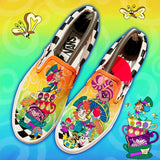 custom hand-painted alice in wonderland vans, custom alice in wonderland vans, custom alice in wonderland shoes, mad hatter vans, alice in wonderland tea party vans, Cheshire cat vans, mushroom vans, custom vans, custom sneaks, custom sneakers, custom shoes, custom vans shoes, custom slip-on vans, hand-painted vans, hand painted vans shoes, hand painted vans, hand painted shoes, custom painted vans