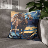 bigfoot riding moose pillow, yeti riding moose pillow, Sasquatch riding moose pillow, Squatch riding moose pillow, bigfoot pillow, yeti pillow, sasquatch pillow, squatch pillow, bigfoot peace sign pillow, yeti peace sign pillow, sasquatch peace sign pillow, squatch peace sign pillow, moose pillow, mountain pillow, mountain and river pillow, snowy mountain pillow, colorado pillow, bigfoot wearing sunglasses pillow, yeti wearing sunglasses pillow, funny bigfoot pillow, funny moose pillow