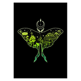 luna moth greeting card, luna moth card, mushroom greeting card, mushroom card, crescent moon greeting card, crescent moon card, scandinavian dotwork card, scandinavian dotwork greeting card, fair isle pattern card, fair isle pattern greeting card, feminine dotwork card, feminine dotwork greeting card