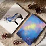 Galaxy Wolf Greeting Card; Greeting Card, colorado artist, colorado art, colorado artwork, wolf card, wolf greeting card, colorado greeting card, galaxy greeting card, card with wolf, card with galaxy, thank you card, congratulations card, maroon bells card