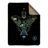 luna moth throw, luna moth blanket, mushroom throw, mushroom blanket, crescent moon throw, crescent moon blanket, scandinavian dotwork throw, scandinavian dotwork blanket, fair isle pattern throw, fair isle pattern blanket, feminine dotwork  throw, feminine dotwork blanket