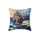 bigfoot riding moose pillow, yeti riding moose pillow, Sasquatch riding moose pillow, Squatch riding moose pillow, bigfoot pillow, yeti pillow, sasquatch pillow, squatch pillow, bigfoot peace sign pillow, yeti peace sign pillow, sasquatch peace sign pillow, squatch peace sign pillow, moose pillow, mountain pillow, mountain and river pillow, snowy mountain pillow, colorado pillow, bigfoot wearing sunglasses pillow, yeti wearing sunglasses pillow, funny bigfoot pillow, funny moose pillow