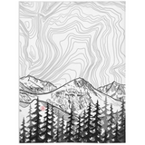 Mt. Eva with Contour Lines blanket, colorado landscape blanket, colorado landscape fleece blanket, contour lines blanket, contour lines fleece blanket, hand drawn mountain blanket, colorado artist, colorado art, colorado artwork, colorado blanket, colorado mountain blanket