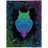 Miss Priscilla WizeAz - funny owl blanket, cute owl blanket, owl blanket, owl fleece blanket, owl minky blanket, henna owl blanket, mandala owl blanket