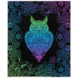 Miss Priscilla WizeAz - funny owl blanket, cute owl blanket, owl blanket, owl fleece blanket, owl minky blanket, henna owl blanket, mandala owl blanket