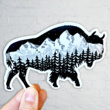 Buffalo, bison with the Grand Teton mountain range inside. Can you find the big dipper? Buffalo Silhouette sticker, buffalo sticker, bison sticker, bison silhouette sticker, buffalo bumper sticker, bison bumper sticker, bison vinyl sticker, buffalo vinyl sticker, buffalo decal, bison decal, buffalo laptop sticker, bison laptop sticker