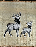 Deer with mountain range and stars.  deer sticker, deer silhouette sticker, deer decal, deer bumper sticker, mountain sticker, mountain decal, mountain bumper sticker, colorado mountain sticker
