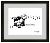 Dopamine Chemical Formula Print, Dopamine Chemical Molecule Artwork, Dopamine Chemical Symbol Drawing, Dopamine Chemical Chemistry Illustration, dopamine chemical makeup drawing, dopamine chemical structure drawing, dopamine tattoo, dopamine drawing, campfire drawing, camping drawing, tent drawing, line art mountain, mt. elbert mountain drawing, mt. elbert drawing, birds flying drawing, birds flying silhouette