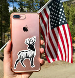 Deer with mountain range and stars.  deer sticker, deer silhouette sticker, deer decal, deer bumper sticker, mountain sticker, mountain decal, mountain bumper sticker, colorado mountain sticker