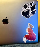 Fox with Henna and Paisley with some Mandelbrot mixed in.  Fox silhouette sticker, fox sticker, paisley fox sticker, Mandelbrot sticker, floral fox sticker, mandala fox, mandala sticker, paisley sticker, animal sticker