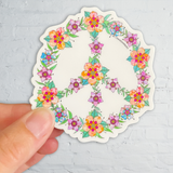 Peace Sign sticker, floral peace sign sticker,  hippy sticker, floral sticker, flower sticker, 60's sticker, flower power sticker
