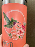 hummingbird sticker, watercolor flower sticker, floral sticker, bird sticker, hummingbird decal, watercolor flower decal, floral decal, bird decal, clear bird sticker, clear hummingbird sticker, clear mandala sticker, clear mandala decal