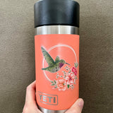 hummingbird sticker, watercolor flower sticker, floral sticker, bird sticker, hummingbird decal, watercolor flower decal, floral decal, bird decal, clear bird sticker, clear hummingbird sticker, clear mandala sticker, clear mandala decal