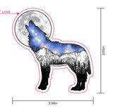 Wolf howling at a full moon with Galaxy inside and Maroon Bells mountain range in Aspen. Sticker, wolf sticker, wolf galaxy sticker, wolf silhouette sticker, wolf full moon sticker, galaxy sticker, full moon sticker