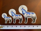 Wolf howling at a full moon with Galaxy inside and Maroon Bells mountain range in Aspen. Sticker, wolf sticker, wolf galaxy sticker, wolf silhouette sticker, wolf full moon sticker, galaxy sticker, full moon sticker