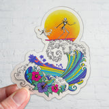 Nightmare Before Christmas art, Jack Skellington surfing, Zero Nightmare Before Christmas, surf style artwork, Japanese wave illustration, spooky surf design, Halloween surf art, Jack Skellington fan art, Zero dog artwork, ocean wave art, gothic surf style, Tim Burton inspired art, surf culture Halloween, Jack and Zero design, creepy cute surf art, Jack Skellington surfing sticker, jack skellington sticker, zero sticker, Japanese Wave sticker, nightmare before christmas sticker, jack sticker