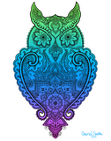 Owl with mandala, henna and paisley inside. Can you find the hidden star? owl sticker, owl decal, owl computer sticker, owl laptop sticker, owl car sticker, henna sticker, mandala sticker