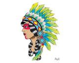 Warrior Princess Sticker, indian woman sticker, Indian sticker, native American Indian sticker, female Indian Warrior sticker, Americana Indian Warrior Sticker, Americana Female Indian Warrior Sticker, Indian Decal, Indian Warrior Decal, Female Indian Warrior Decal