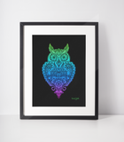 Meet Miss Priscilla WizeAz.  This owl is a smart ass, wise ass, smarty pants.  Owl with henna art, owl with mandala art, hidden star art, owl silhouette drawing, owl lover, owl art, owl drawing, mandala drawing, mandala art
