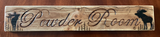 pyrography art : Call of the Wild, powder room sign, home decor sign, funny sign, pyrography art, elk art, moose art, mountain art, moose silhouette, elk silhouette, deer silhouette, powder room, pyrography elk, wood burned elk, pyrography moose, wood burned moose, Dremel carving, Dremel sign