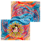 Sun Goddess greeting card, American Traditional greeting card, old school sun goddess greeting card, old school greeting card, celestial greeting card, acrylic pouring greeting card, mandala greeting card, floral greeting card