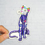 mountain lion drawing, mountain lion sticker, mountain lion decal, day of the dead mountain lion sticker, sugar skull mountain lion sticker, sugar skull mountain lion decal, sugar skull cat sticker, sugar skull cat decal, day of the dead cat sticker, cat sticker, cat decal, columbine sticker, sacred heart sticker, dia de los muertos leona sticker, dia de los muertos lion decal, lion sticker, lion decal