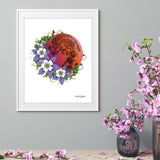 Columbine Blood Moon art, columbine drawing, full moon art, blood moon drawing, dotwork moon art, columbine drawing, butterfly drawing, columbine moon drawing, floral moon art, floral moon drawing, flower moon drawing, flower moon art