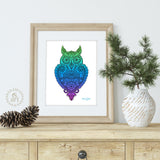 Meet Miss Priscilla WizeAz. This owl is a smart ass, wise ass, smarty pants. Owl with henna art, owl with mandala art, hidden star art, owl silhouette drawing, owl lover, owl art, owl drawing, mandala drawing, mandala art