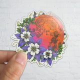 Columbine Blood Moon decal, columbine sticker, full moon decal, blood moon sticker, dotwork moon decal, columbine sticker, butterfly sticker, columbine moon sticker, floral moon decal, floral moon sticker, flower moon sticker, flower moon decal