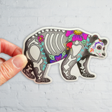 Bear Bones : Day of the Dead Bear sticker, candy skull bear sticker, sugar skull bear sticker, santa muerte bear sticker, Dia de Muertos soportar sticker, Dia de Muertos bear sticker, bear decal, bear laptop sticker, bear bumper sticker,
